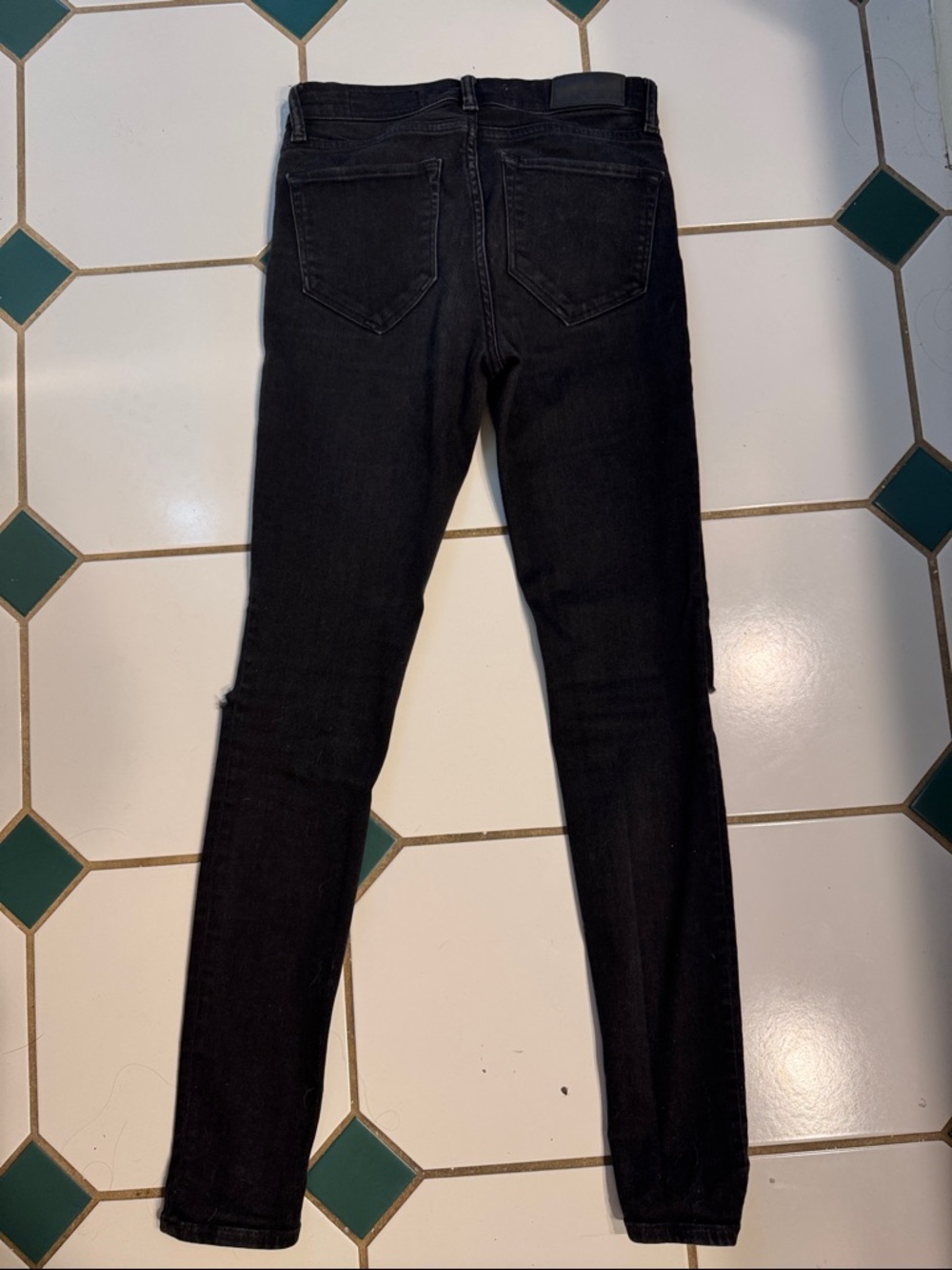 AllSaints Black Denim Jeans with Branded Waist Label - Picture 4 of 4